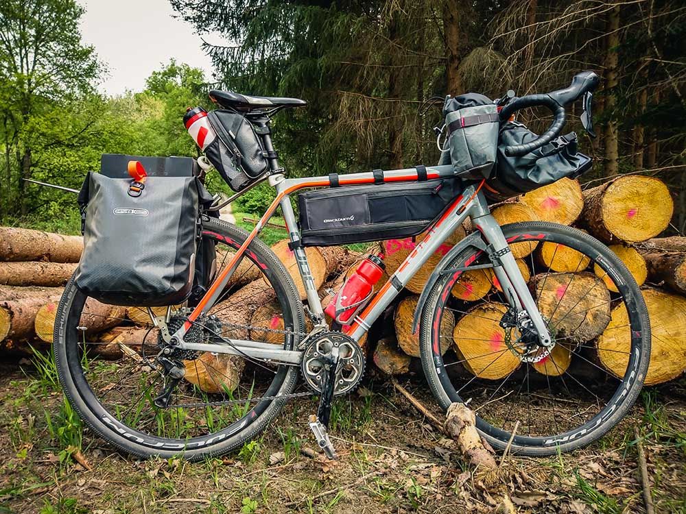 cube cross race pro with bikepacking bags