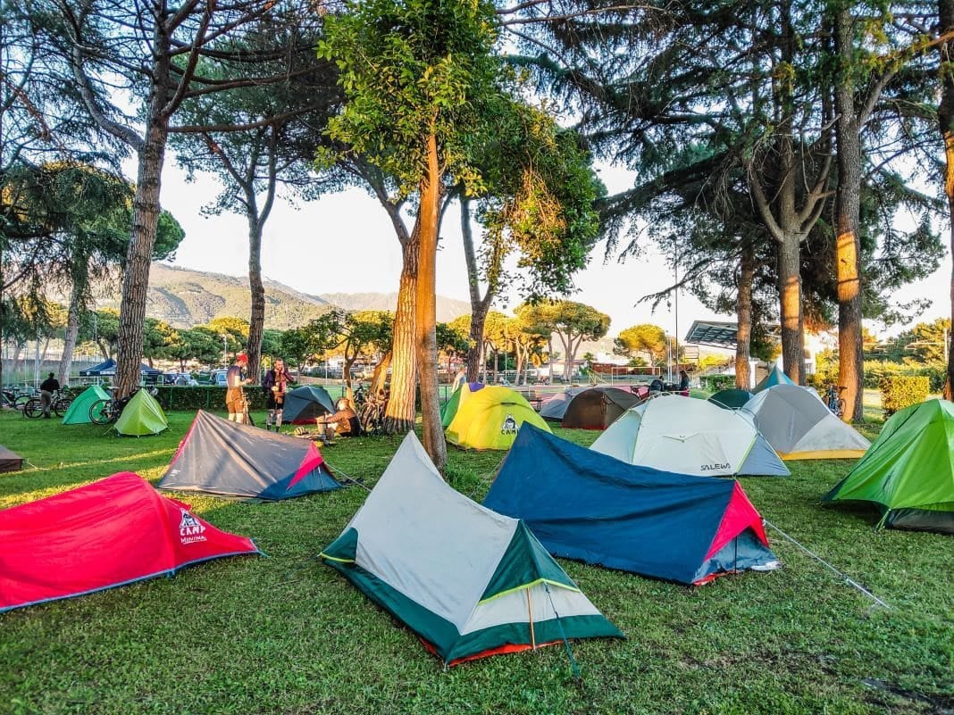 Bike packing outlet tents