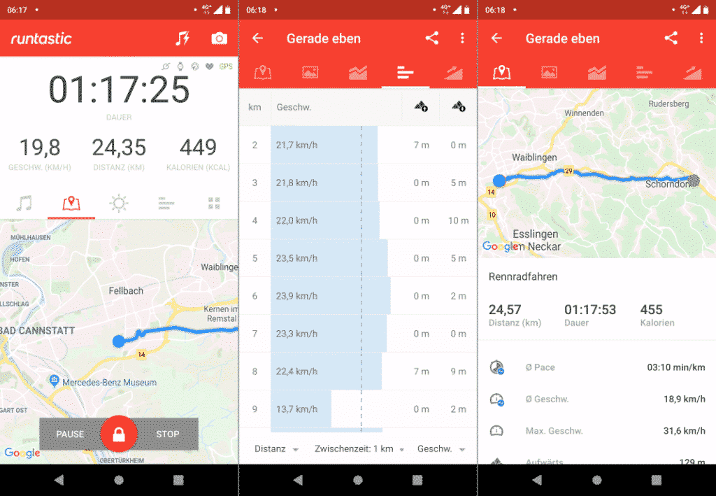 Runtastic Fahrradcomputer App