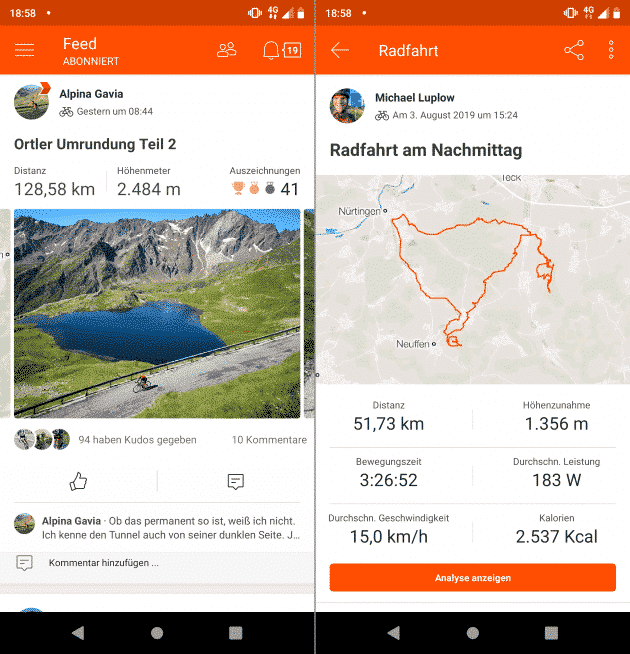 Strava Fahrradcomputer App