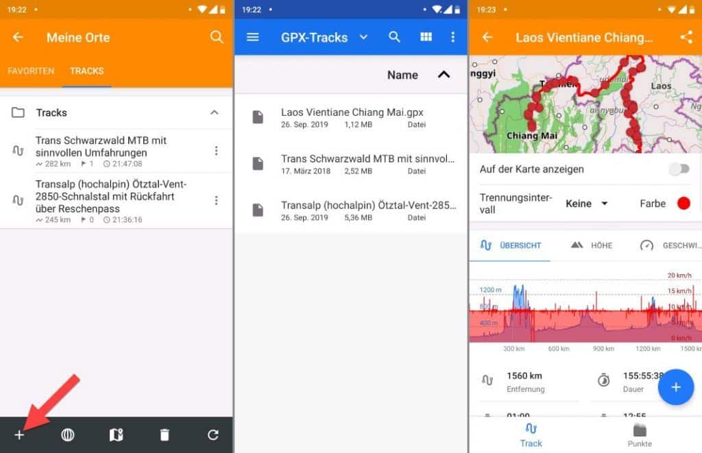 OsmAnd Android import GPX