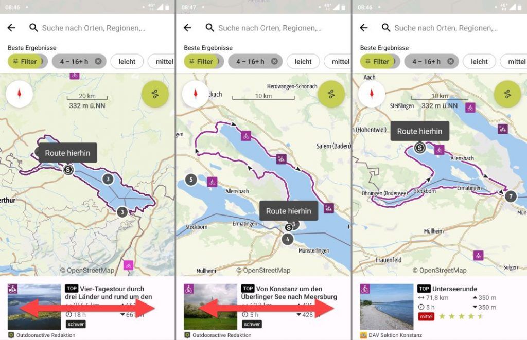 Outdooractive App Switch Bike Tours