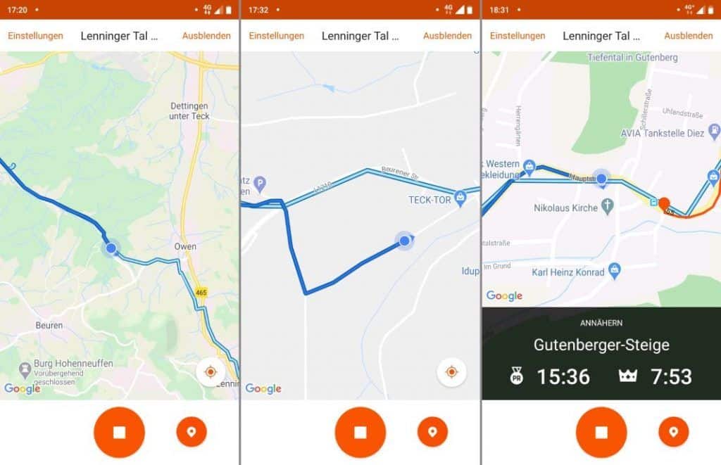 Strava app navigation route