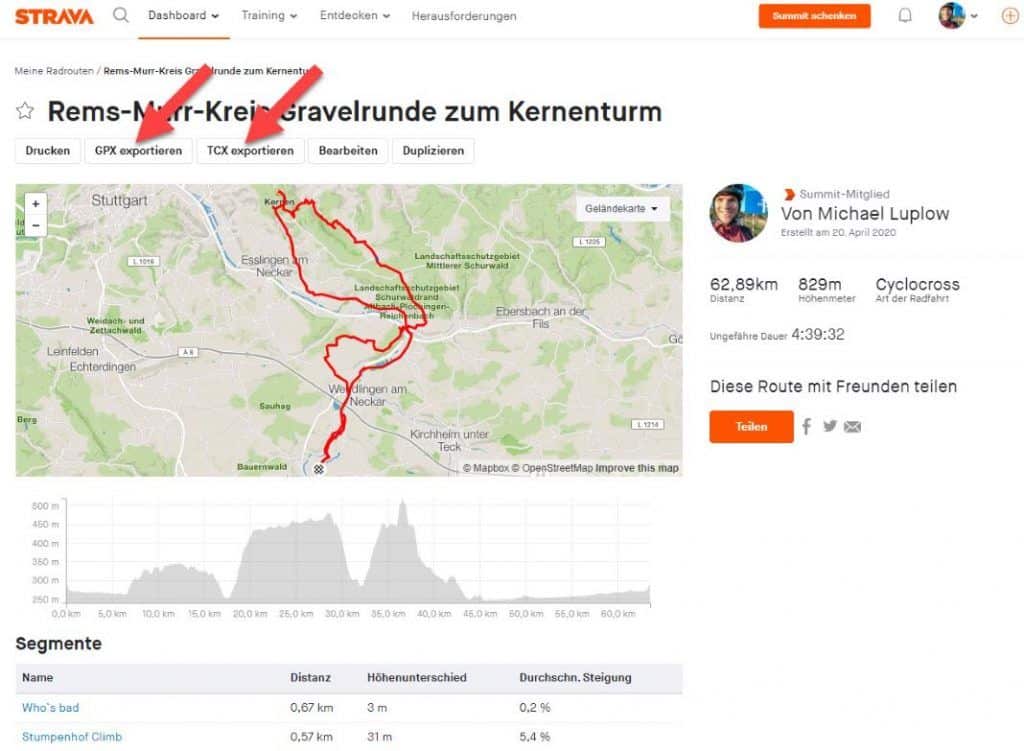 Strava GPX Export Routes