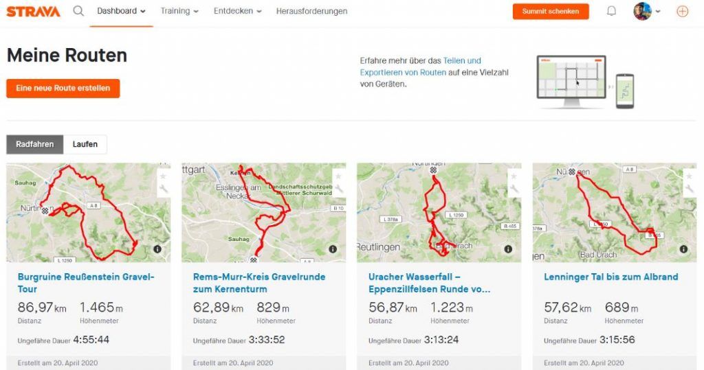 Strava Routenplaner Test Meine Routen