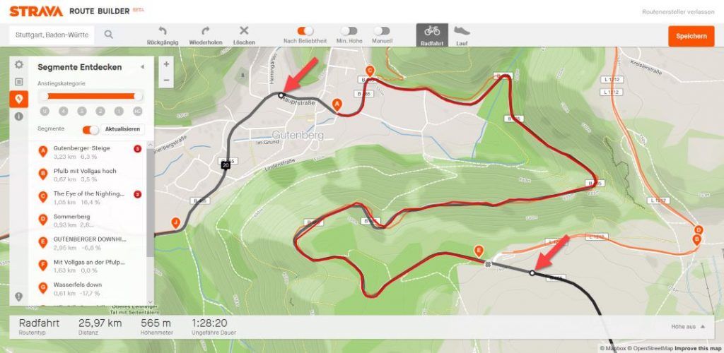 Strava Segmente Routenplaner integrieren