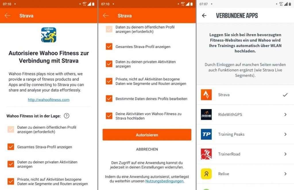 Strava Wahoo autorisieren