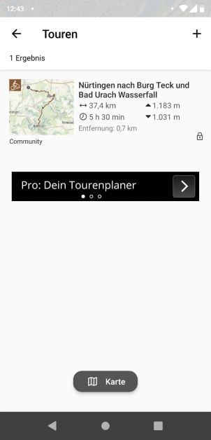 Outdooractive Tours in Android app