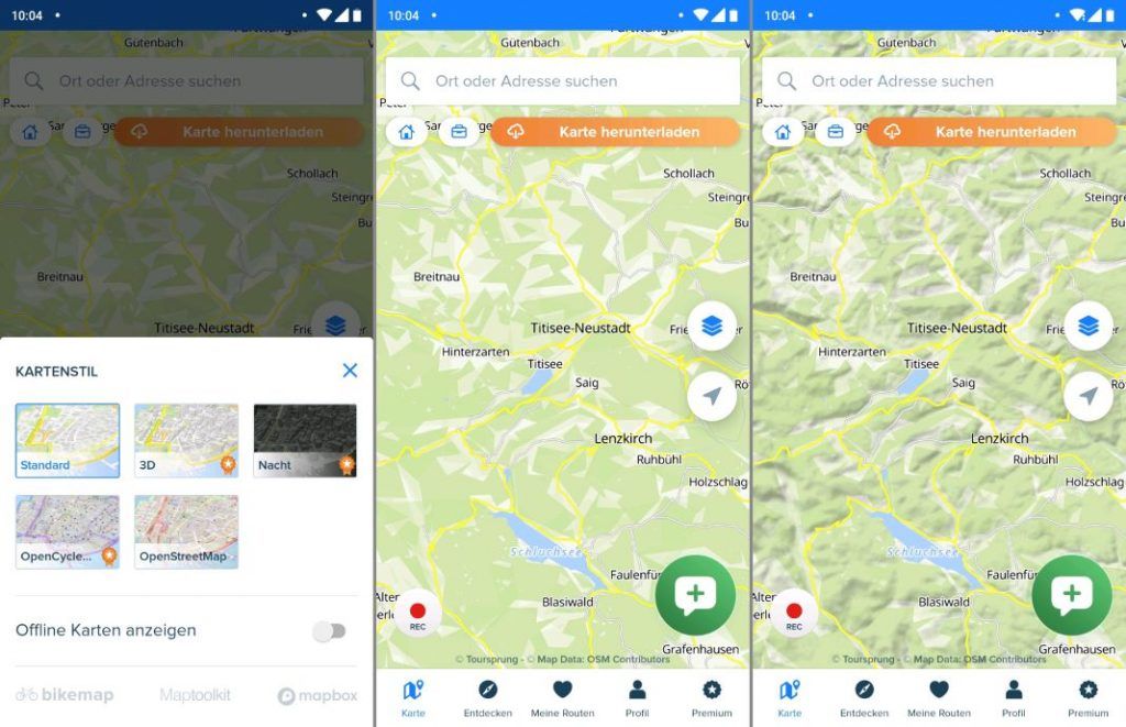Bikemap Erfahrungen Karten Einstellungen Standard 3D