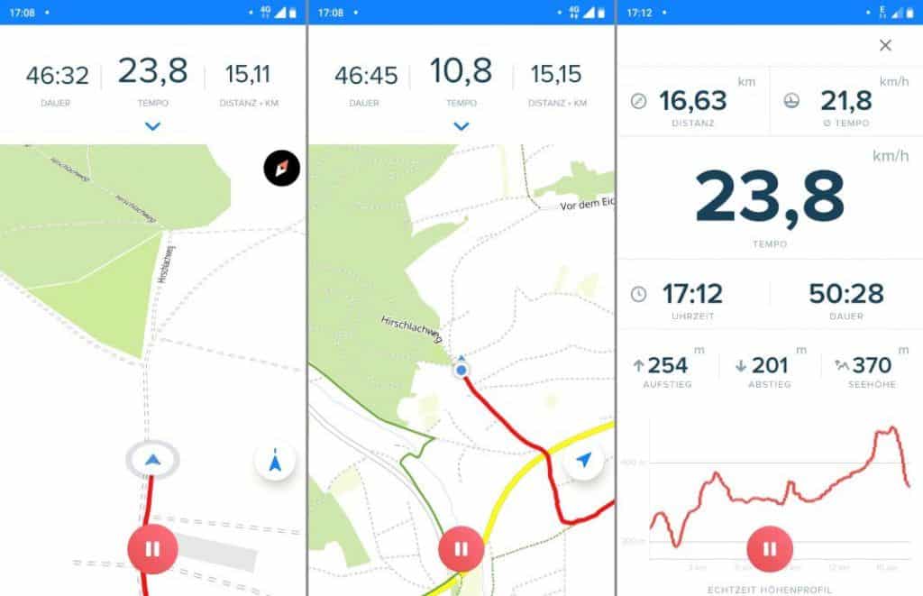 Bikemap Navigation Erfahrungen mit schneller Route aufzeichnen