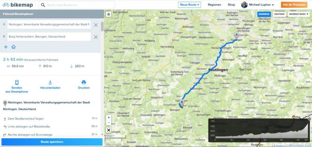 Bikemap Routenplaner schnelle Route erstellen