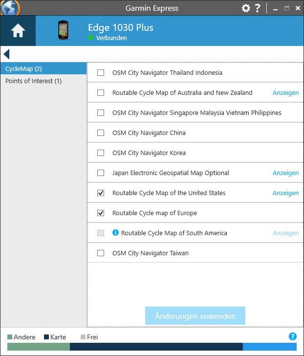 garmin edge 1030 plus kartenverwaltung