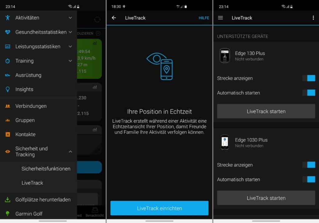 garmin edge 1030 plus livetrack einrichten