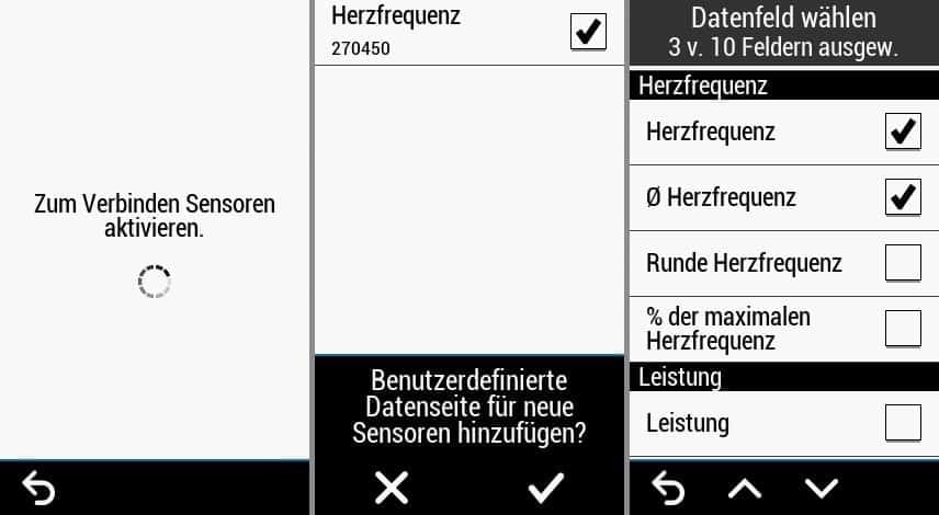 garmin edge 1030 plus sensoren datenseite hinzufügen