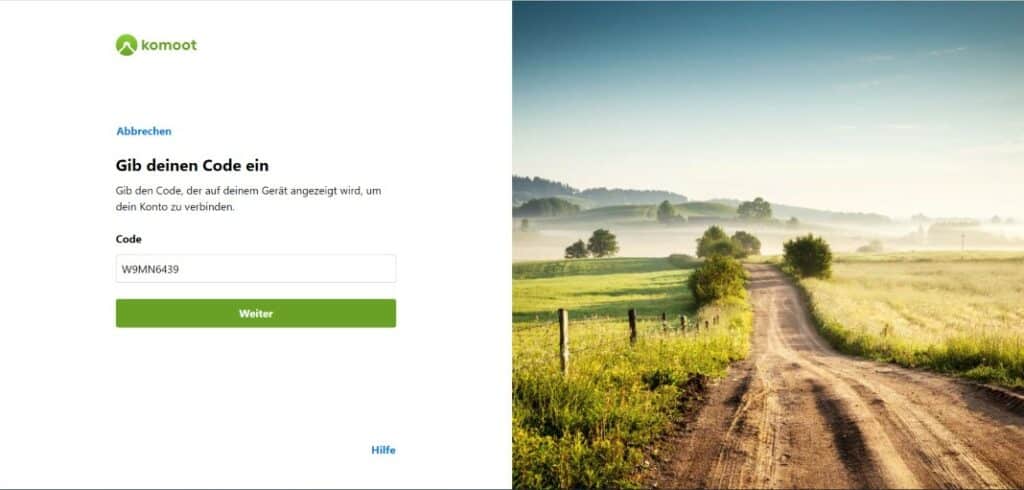komoot garmin code eingeben