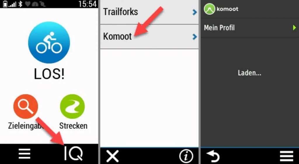 komoot garmin connect iq app oeffnen