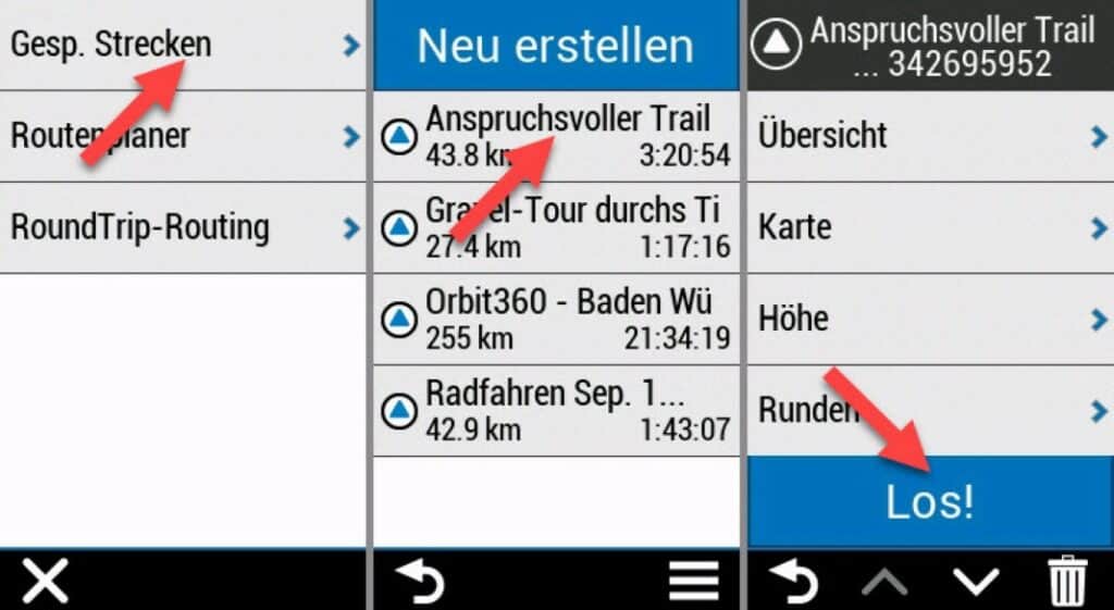 komoot garmin connect iq app strecke starten