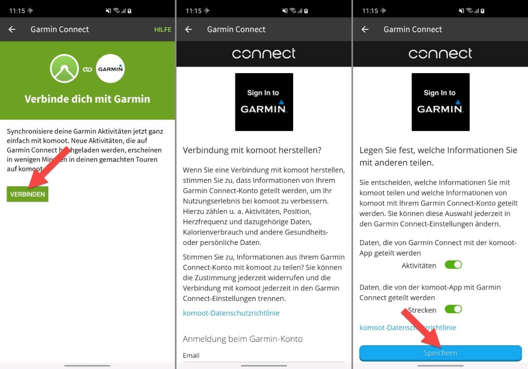 komoot mit Garmin verbinden & synchronisieren » Connect Schnittstelle